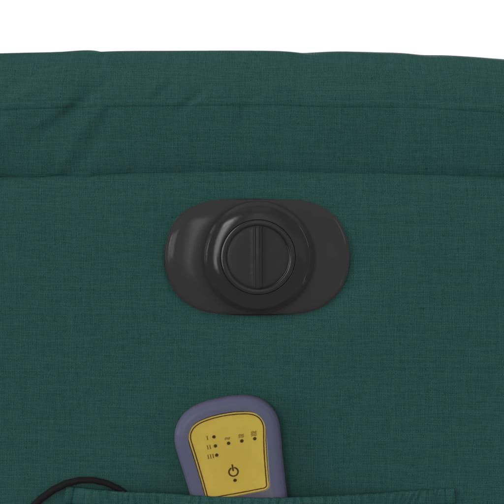 vidaXL Električni masažni naslonjač od tkanine tamnozeleni