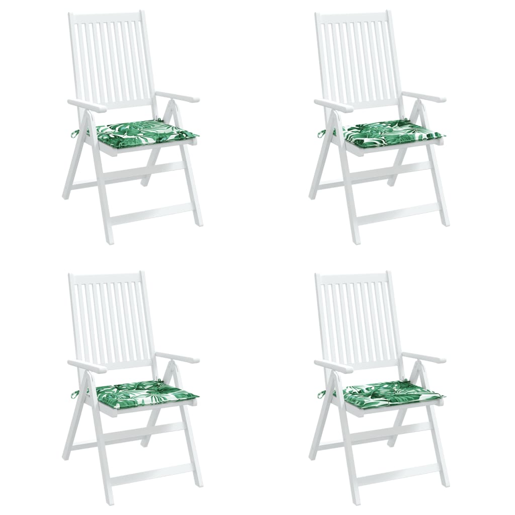 vidaXL Jastuci za stolice 4 kom s uzorkom lišća 40x40x3 cm od tkanine