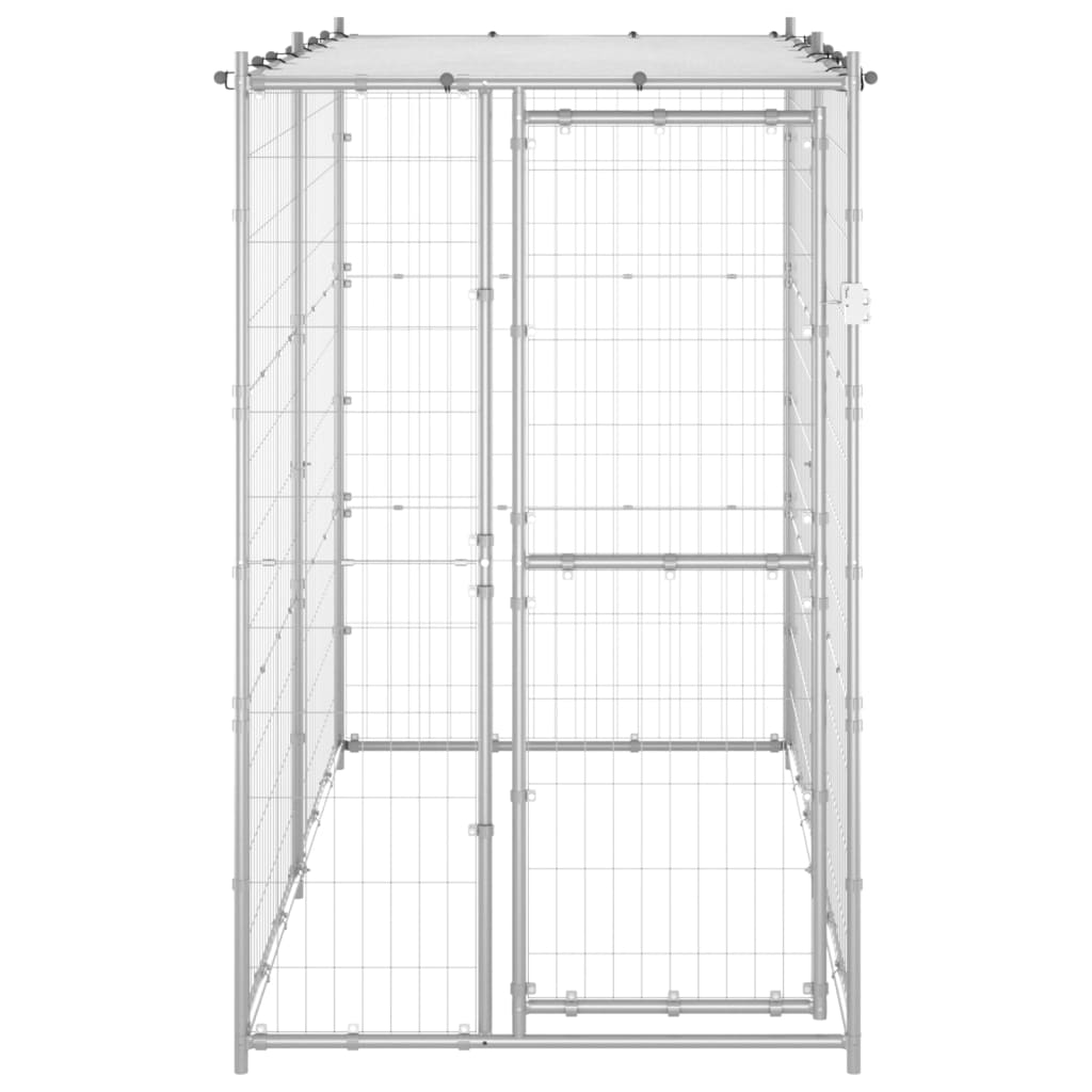 vidaXL Vanjski kavez za pse s krovom pocinčani čelik 110x220x180 cm
