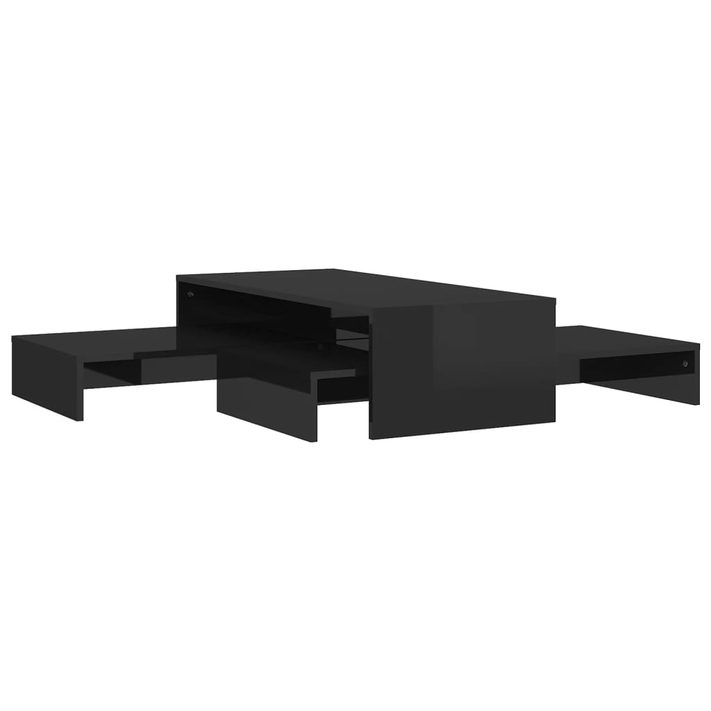 vidaXL Set uklapajućih stolića za kavu sjajni crni 100 x 100 x 26,5 cm