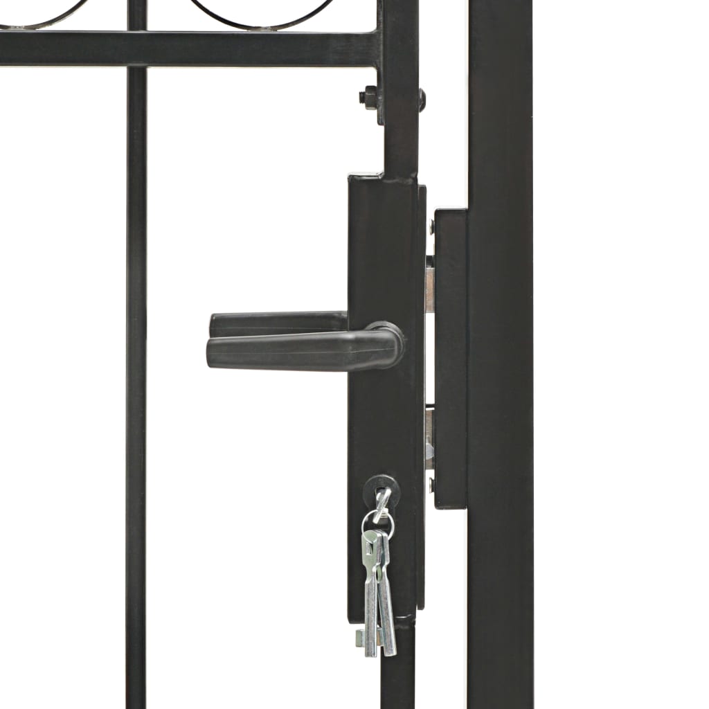 vidaXL Vrata za ogradu s lučnim vrhom čelična 100 x 150 cm crna