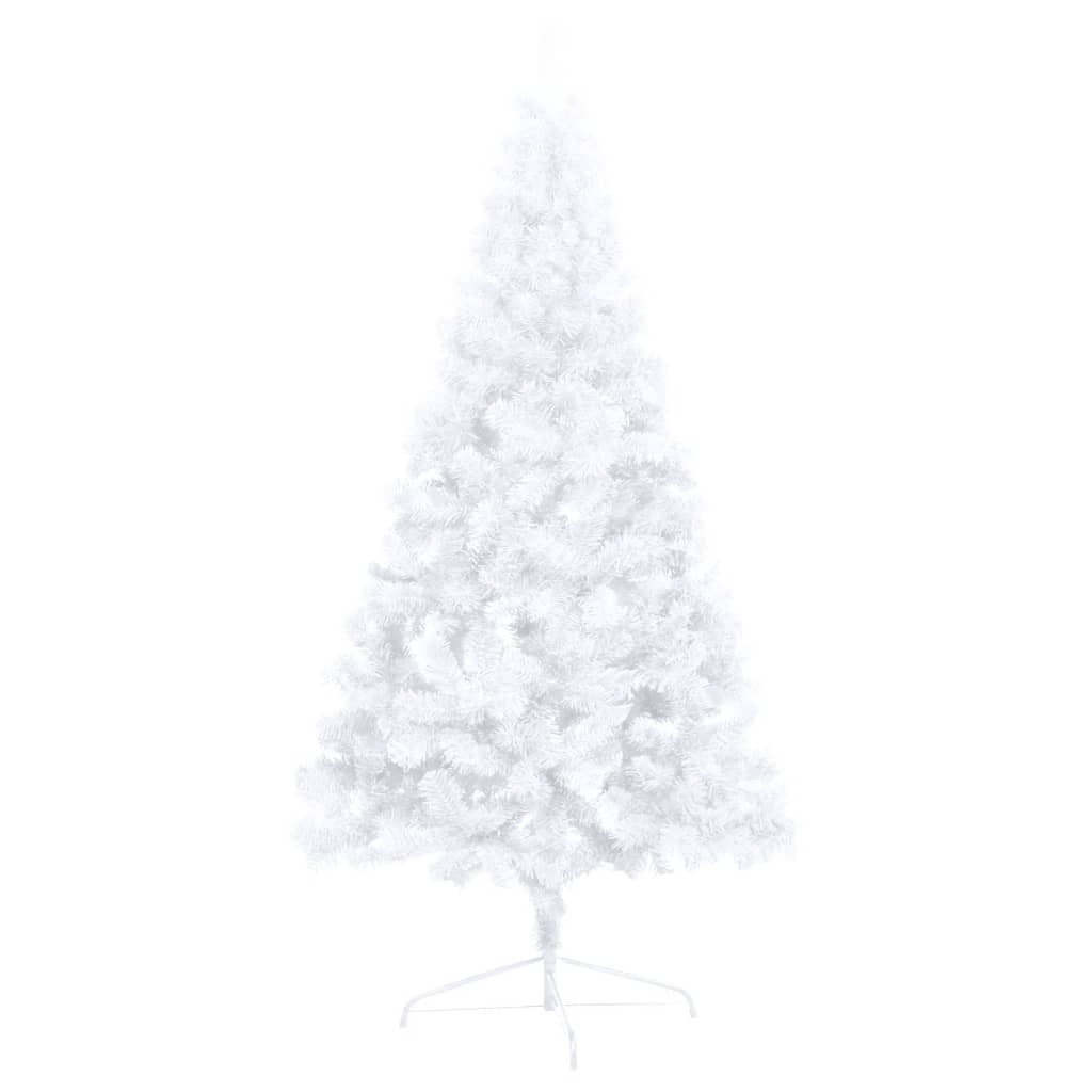 vidaXL Umjetna osvijetljena polovica božićnog drvca bijela 210 cm PVC