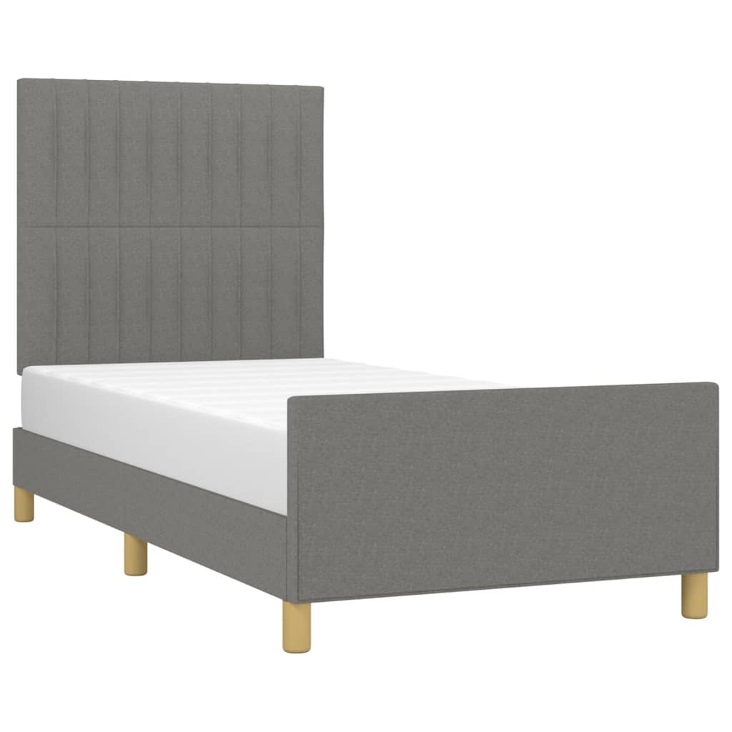 vidaXL Okvir za krevet s uzglavljem tamnosivi 90x200 cm od tkanine