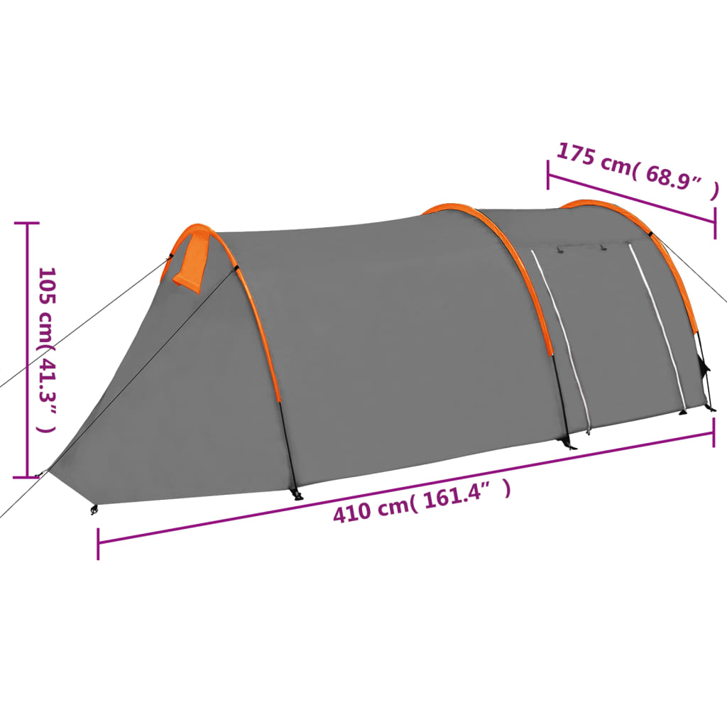vidaXL Šator za kampiranje za 4 osobe sivo-narančasti