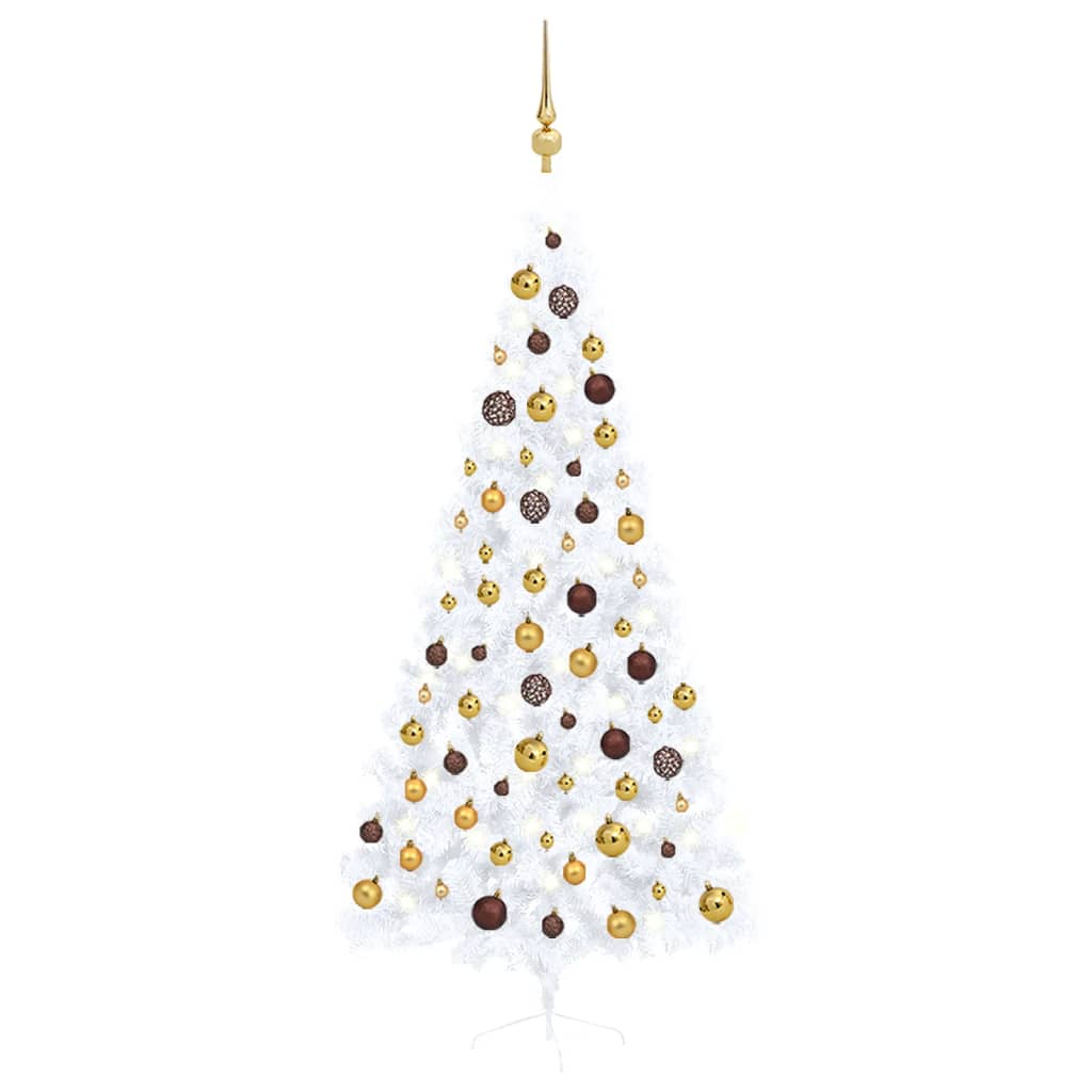 vidaXL Umjetna osvijetljena polovica božićnog drvca bijela 210 cm