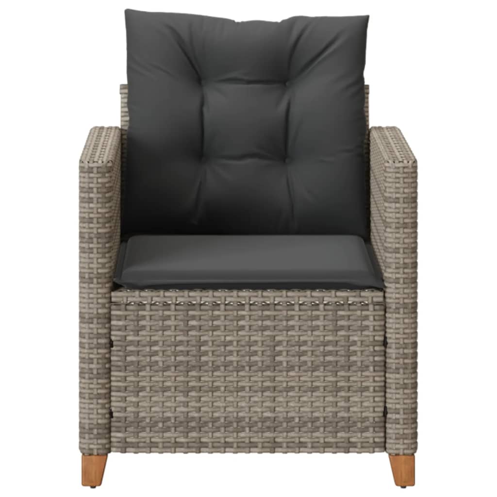 vidaXL Vrtna stolica s jastucima sivi poliratan