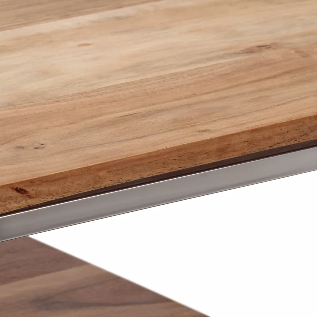 vidaXL Konzolni stol srebrni od nehrđajućeg čelika i bagremovog drva