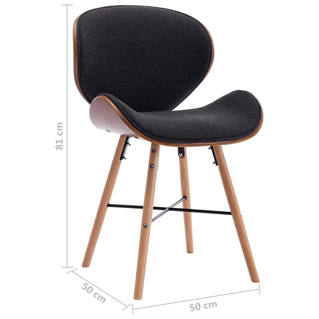 vidaXL Blagovaonske stolice od tkanine i savijenog drva 2 kom tamnosive