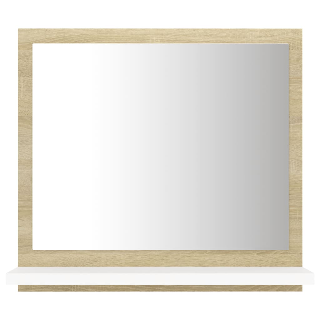 vidaXL Kupaonsko ogledalo bijelo i boja hrasta 40x10,5x37 cm drveno