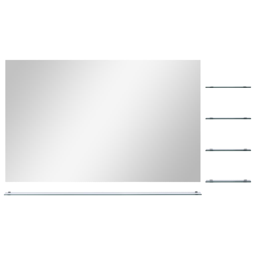 vidaXL Zidno ogledalo s policom 100 x 60 cm od kaljenog stakla