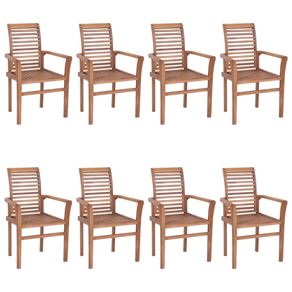 vidaXL Blagovaonske stolice sa sivim jastucima 8 kom masivna tikovina