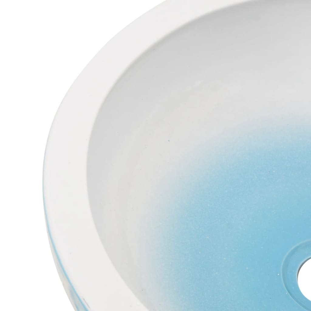 vidaXL Nadgradni umivaonik bijelo-plavi okrugli Φ 41 x 14 cm keramički