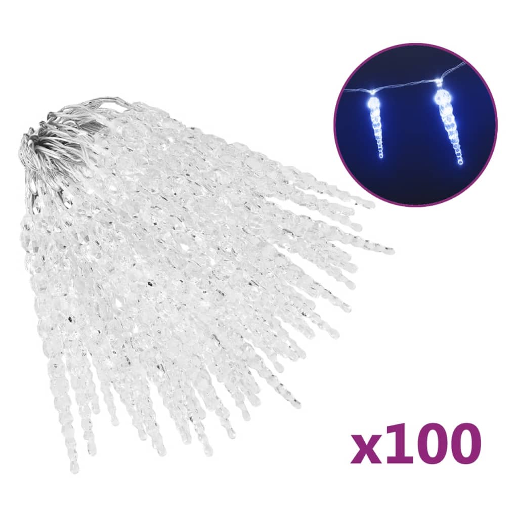vidaXL Božićne lampice u obliku siga 100 kom plave akrilne