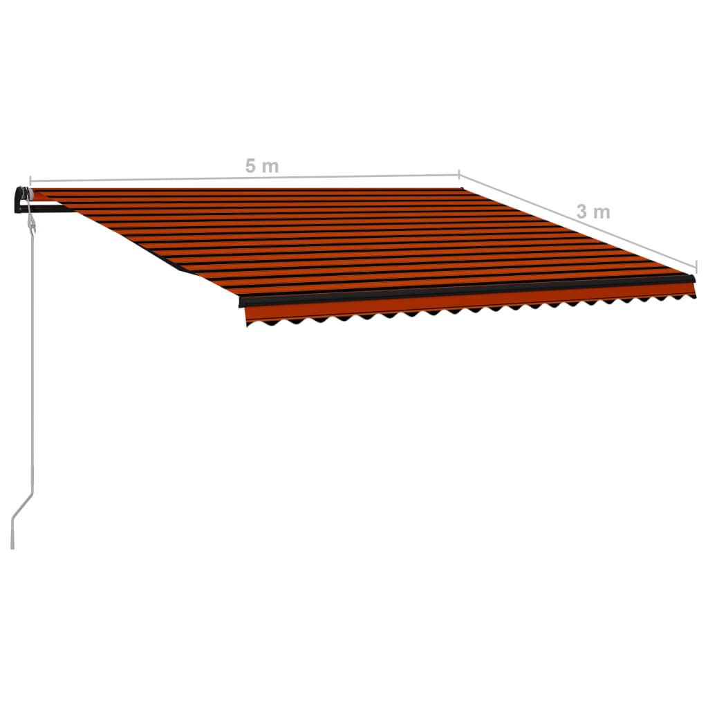 vidaXL Tenda na uvlačenje s LED svjetlom 500 x 300 cm narančasto-smeđa