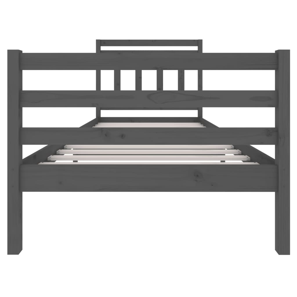 vidaXL Okvir za krevet od masivnog drva sivi 90 x 200 cm