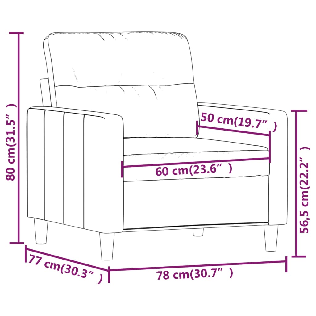 vidaXL Fotelja svjetlosiva 60 cm od tkanine