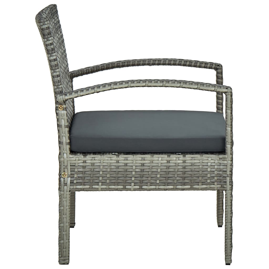 vidaXL Vrtna stolica od poliratana s jastukom siva