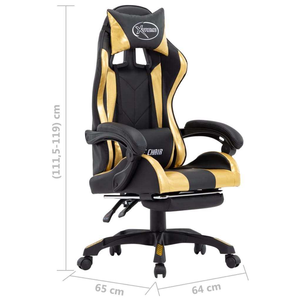 vidaXL Igraća stolica od umjetne kože s osloncem za noge zlatno-crna