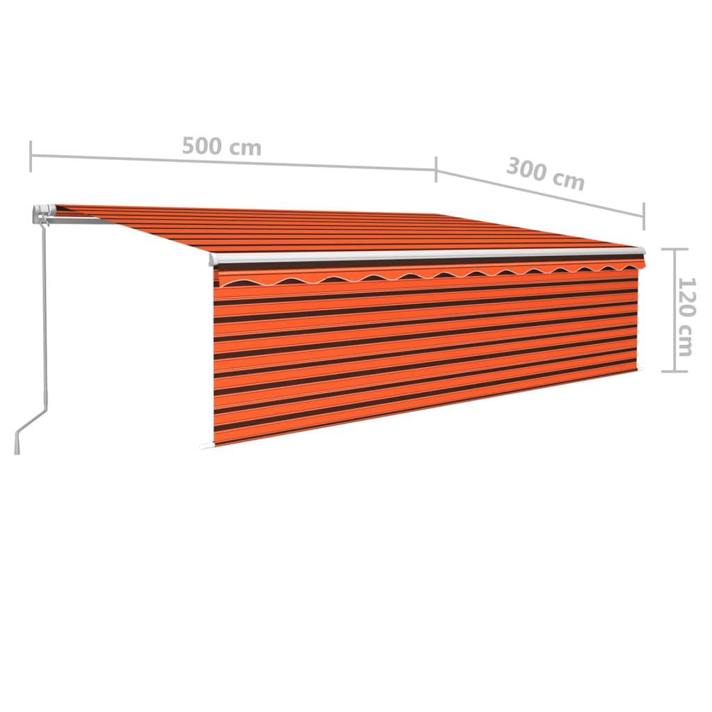 vidaXL Tenda na ručno uvlačenje s roletom 5 x 3 m narančasto-smeđa