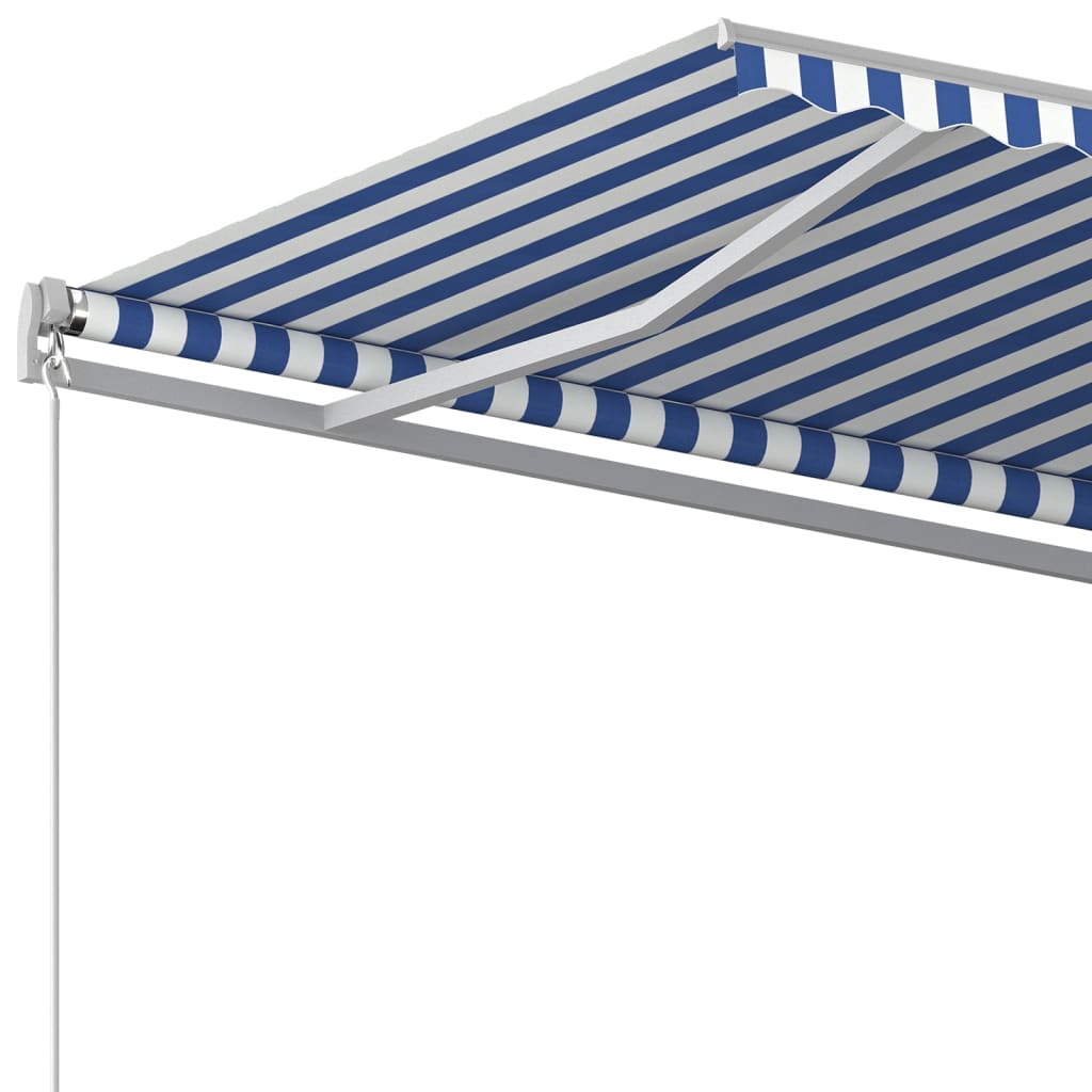 vidaXL Automatska tenda na uvlačenje sa stupovima 6x3,5 m plavo-bijela