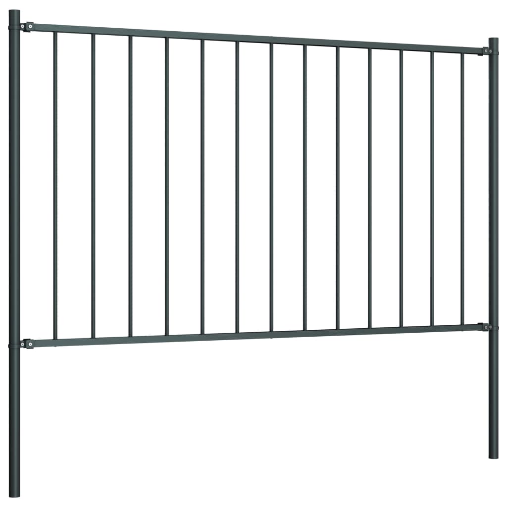 vidaXL Panel za ogradu sa stupovima čelični 1,7 x 1 m antracit