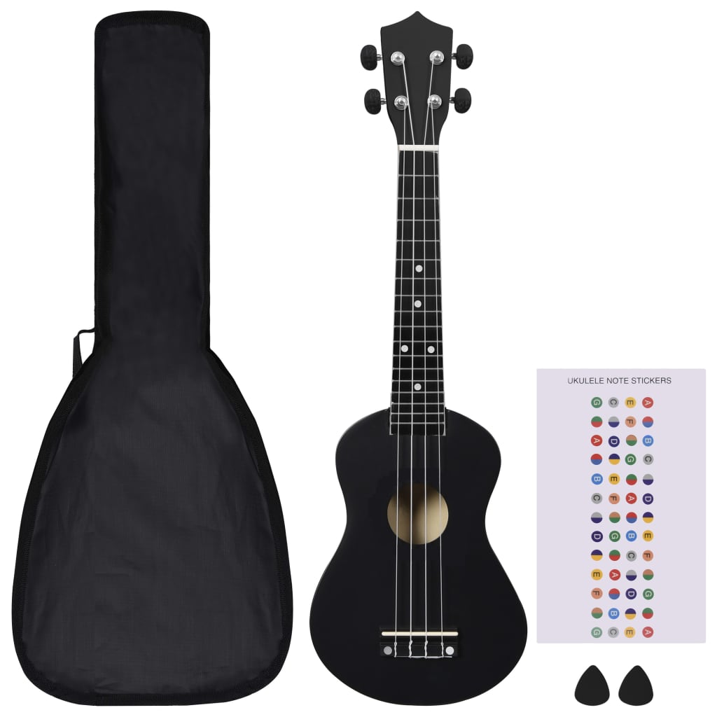 vidaXL Set dječjeg ukulelea Soprano s torbom crni 23 "