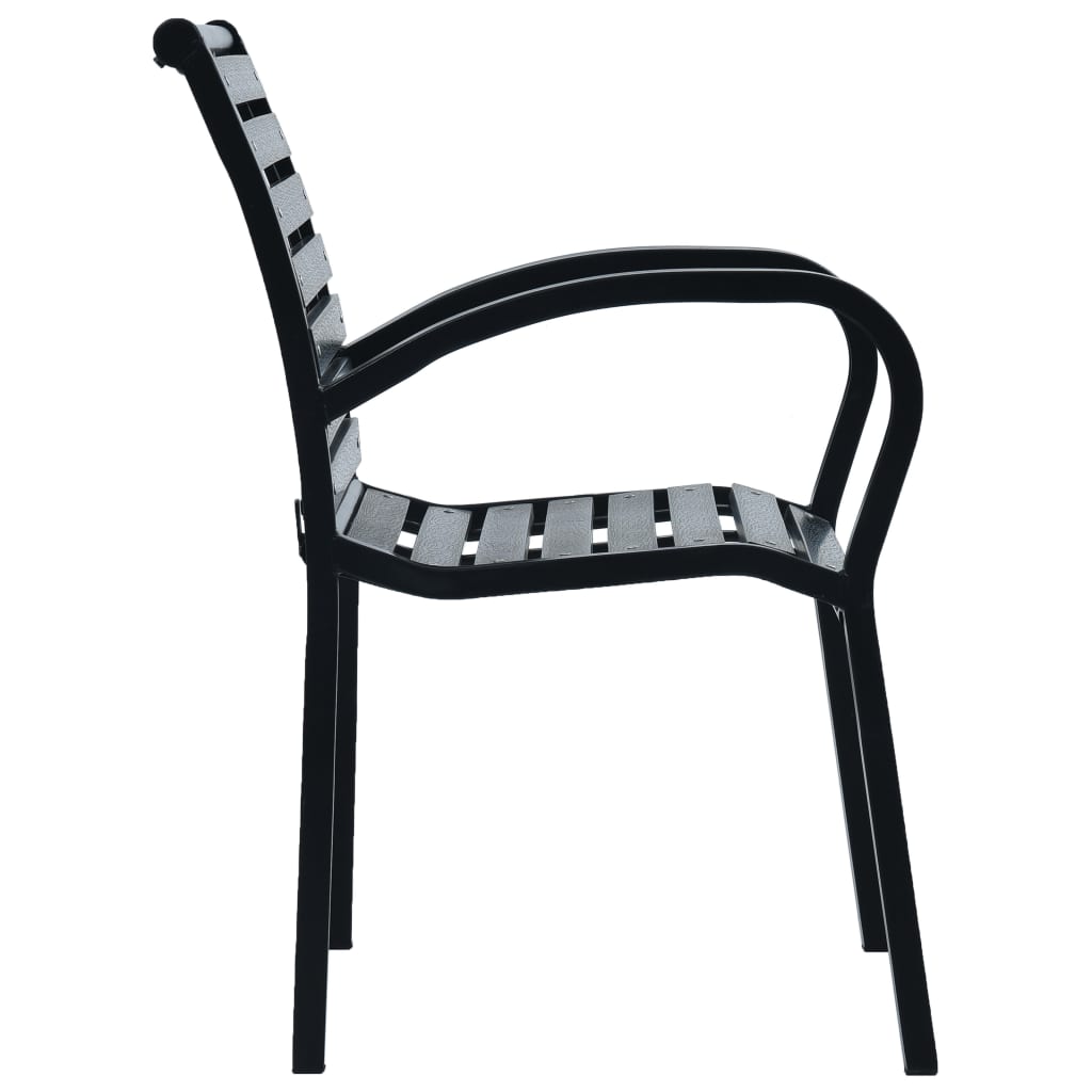 vidaXL Vrtne stolice 2 kom crne od čelika i WPC-a