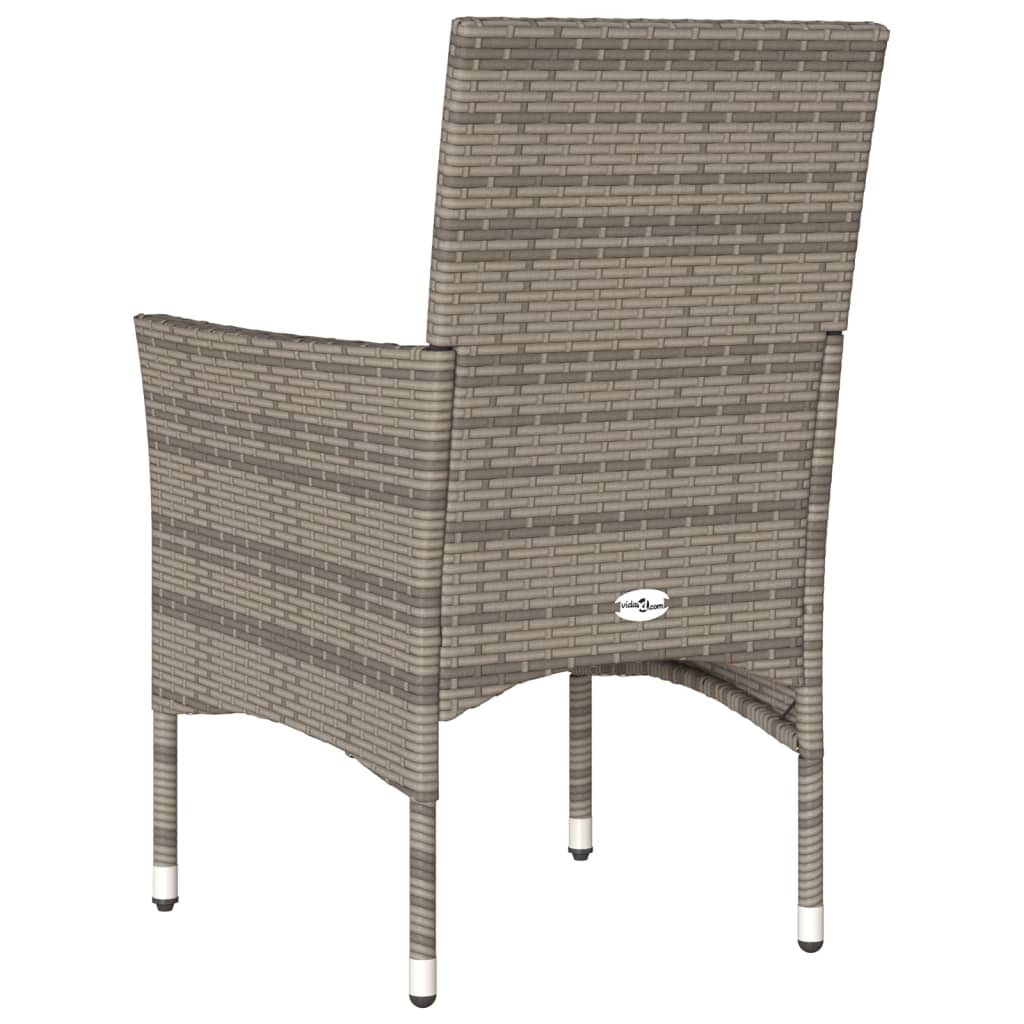 vidaXL Vrtne stolice s jastucima 2 kom sive od poliratana