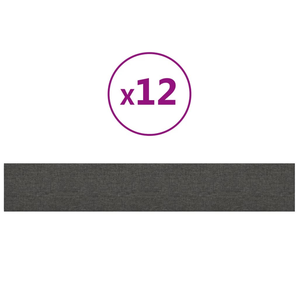 vidaXL Zidne ploče od tkanine 12 kom tamnosive 90x15cm tkanina 1,62 m²