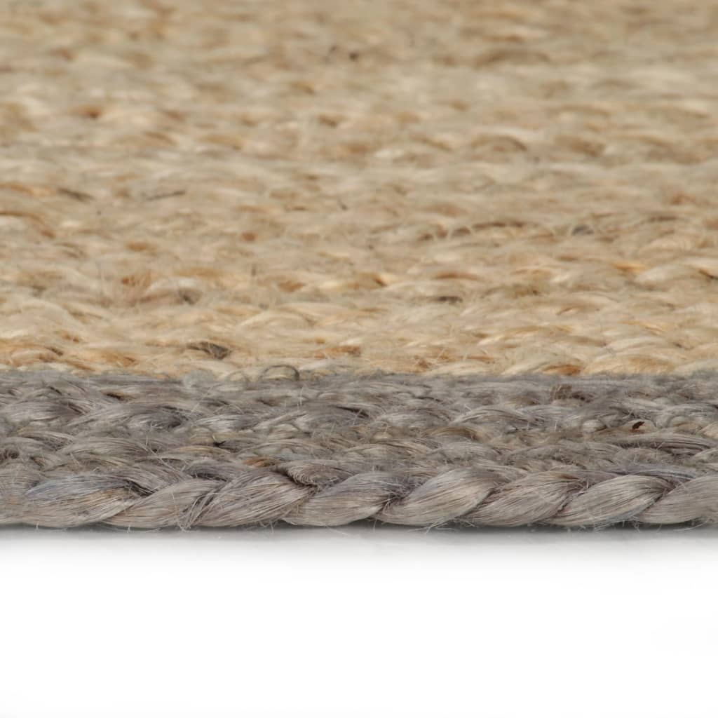 vidaXL Ručno rađeni tepih od jute sa sivim rubom 90 cm