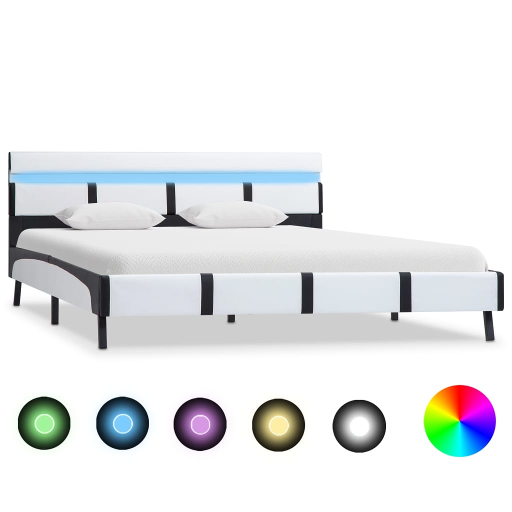 vidaXL Okvir za krevet od umjetne kože LED bijeli 140 x 200 cm