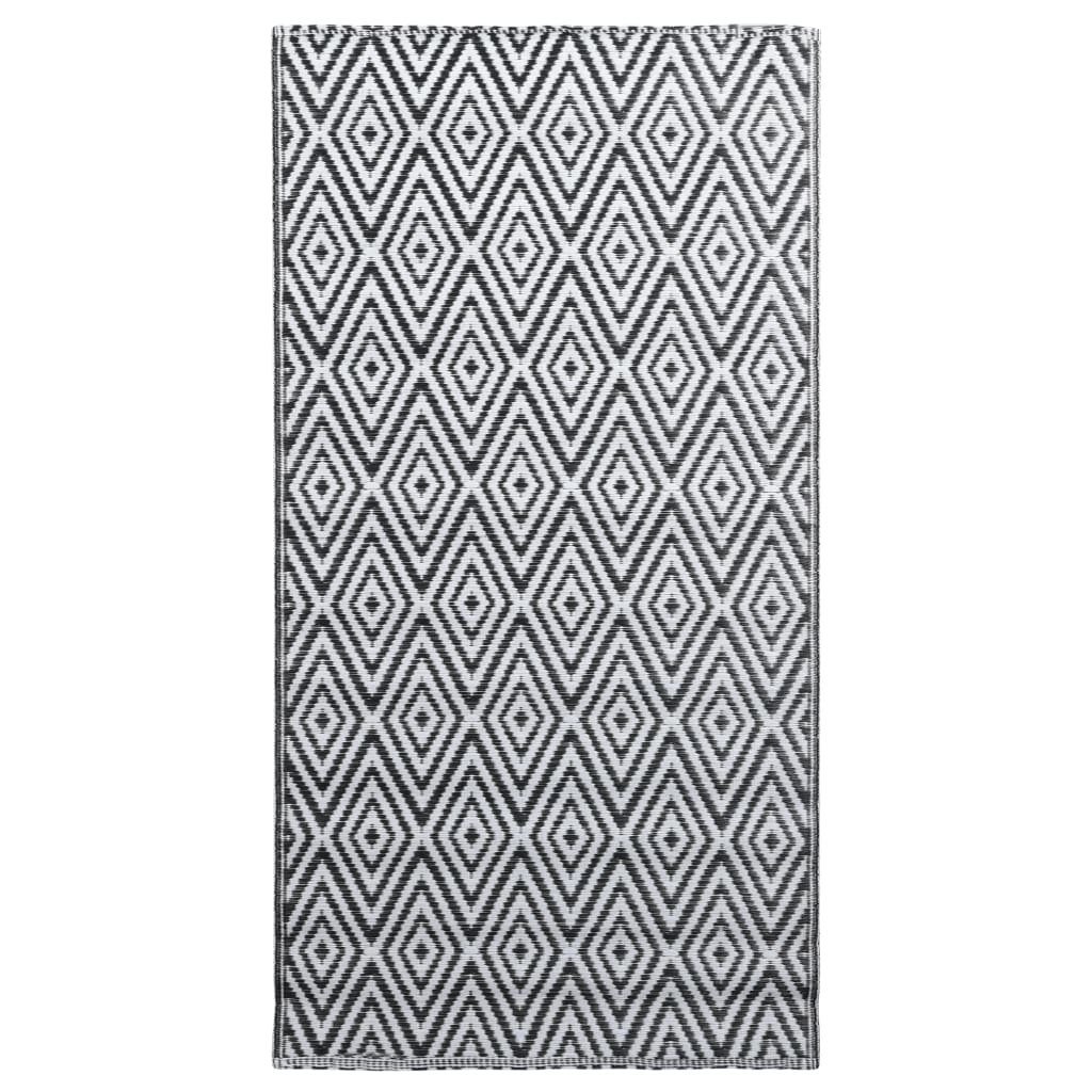 vidaXL Vanjski tepih bijelo-crni 160 x 230 cm PP