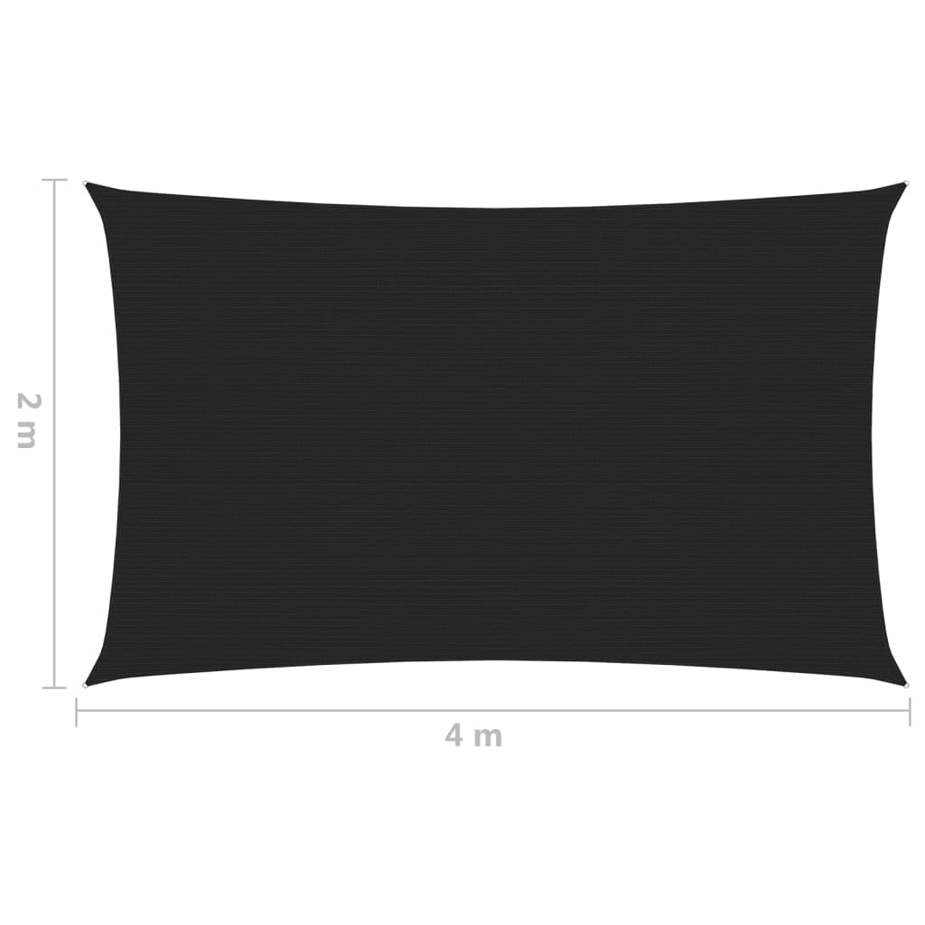 vidaXL Jedro za zaštitu od sunca 160 g/m² crno 2 x 4 m HDPE