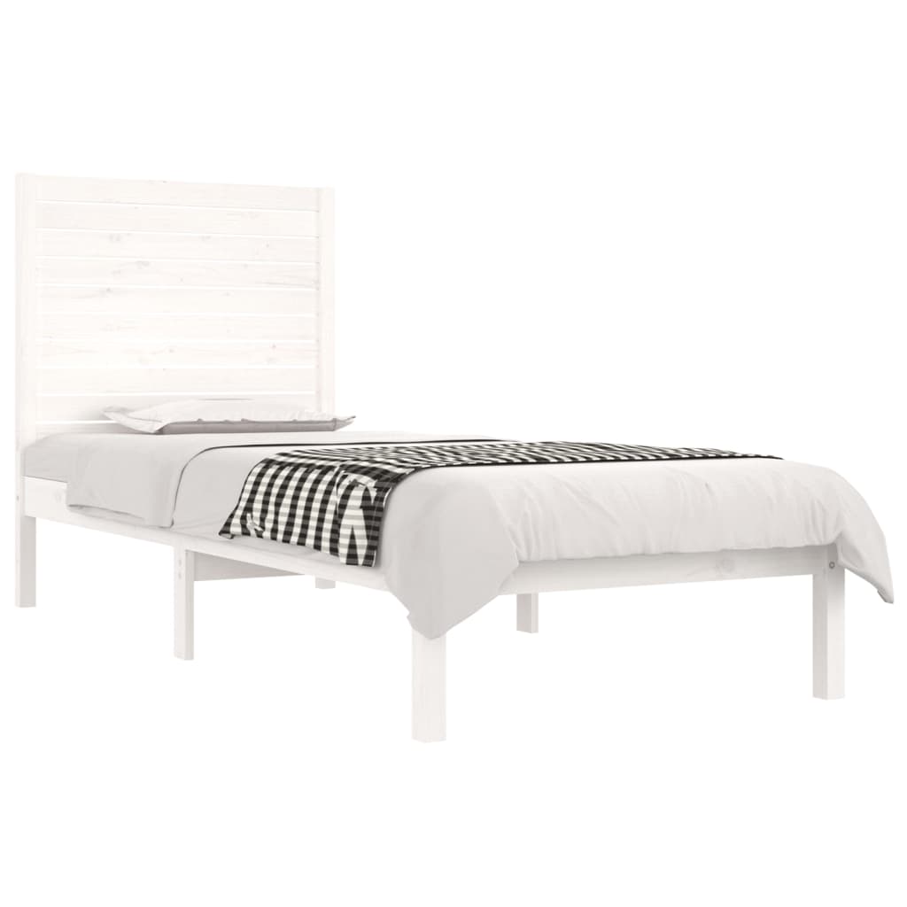 vidaXL Okvir za krevet od masivnog drva bijeli 75 x 190 cm mali