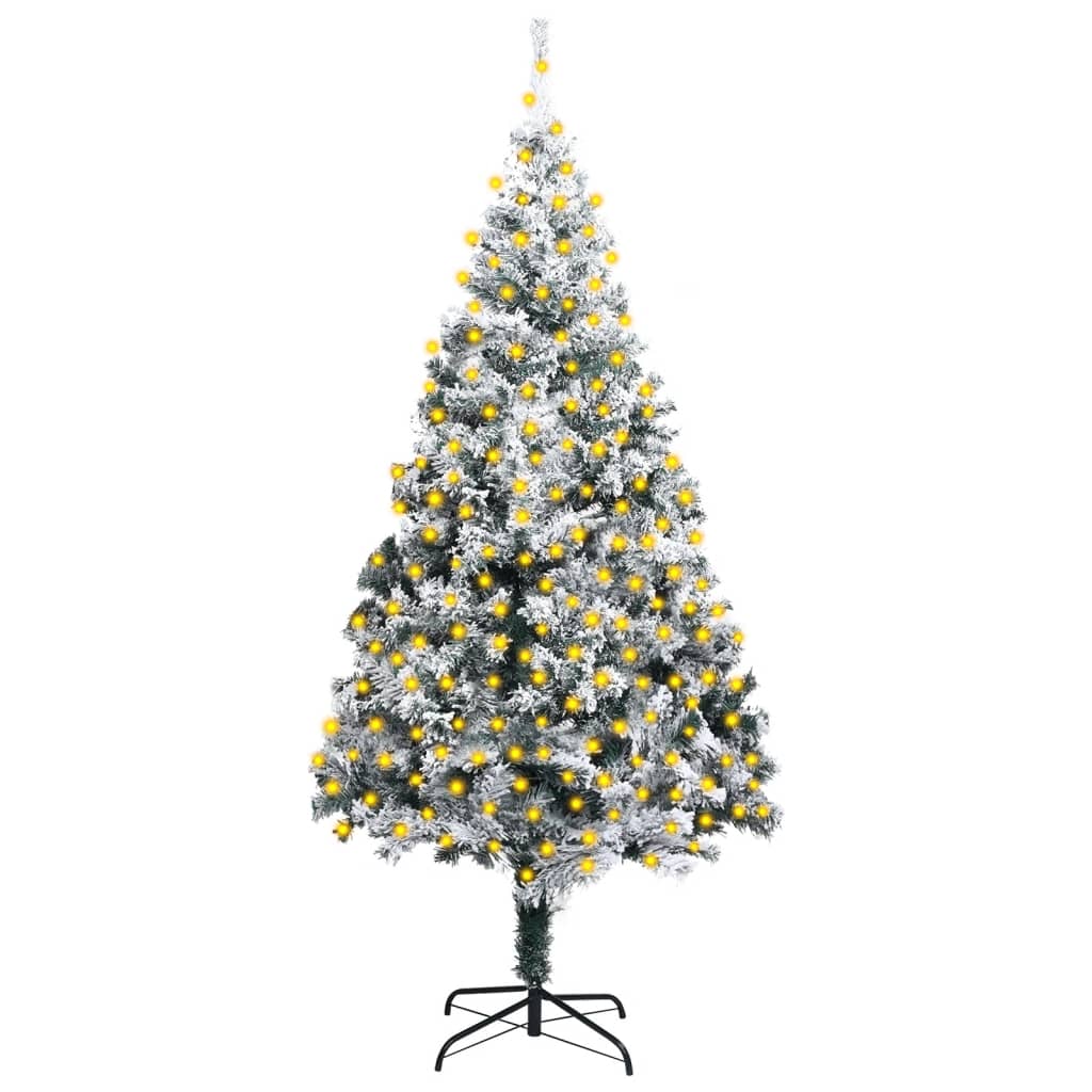 vidaXL Umjetno osvijetljeno božićno drvce sa snijegom zeleno 300cm PVC