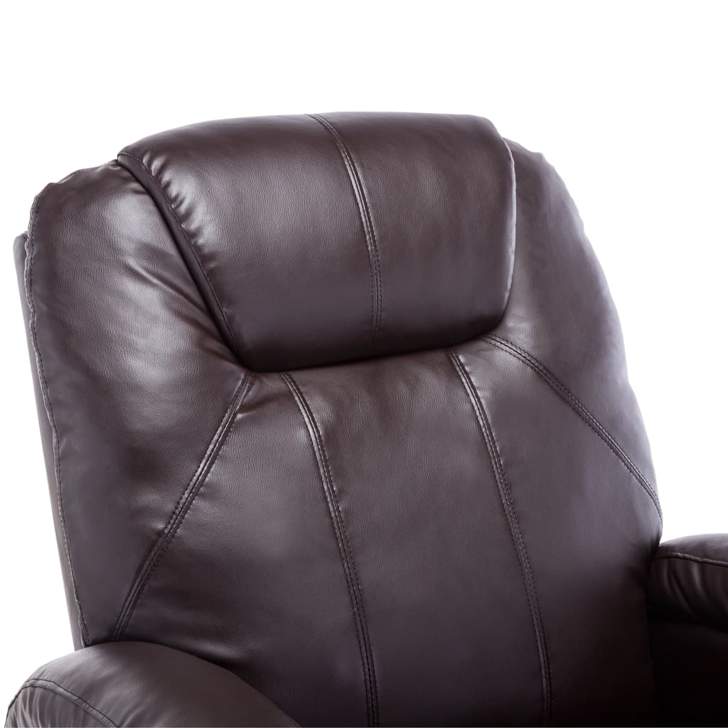 vidaXL Ljuljajuća masažna fotelja od umjetne kože smeđa
