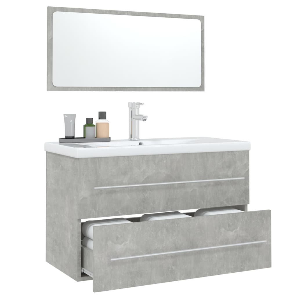 vidaXL 3-dijelni set kupaonskog namještaja siva boja betona