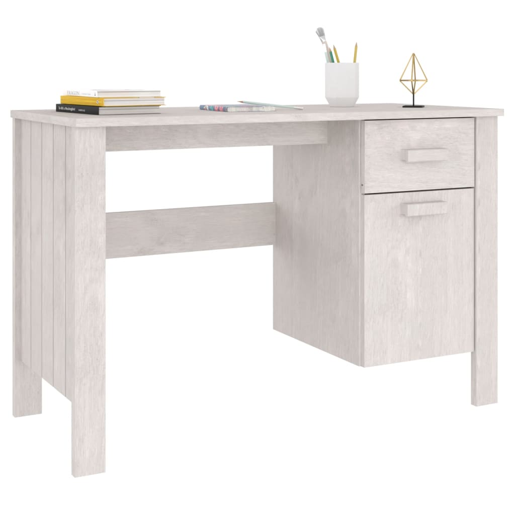 vidaXL Radni stol HAMAR bijeli 113 x 50 x 75 cm od masivne borovine