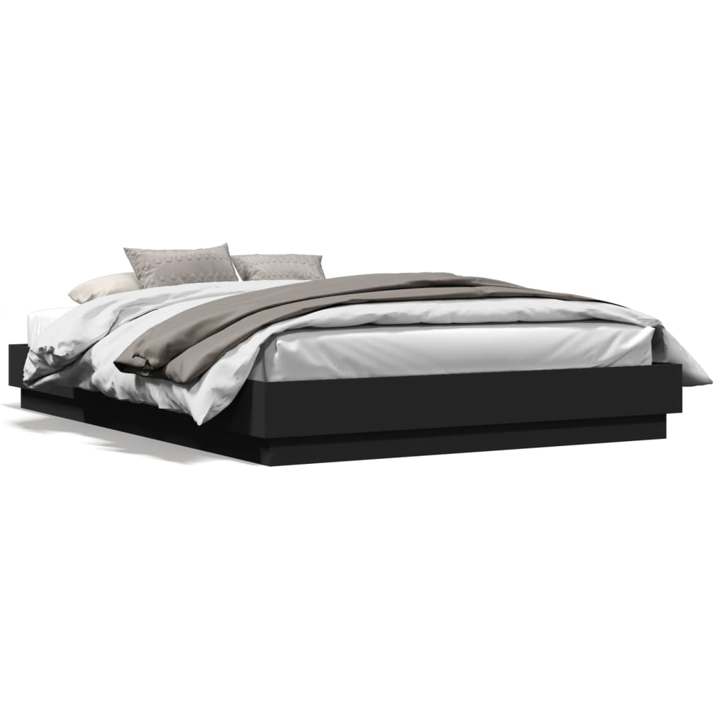 vidaXL Okvir kreveta s LED svjetlima crni 160 x 200 cm