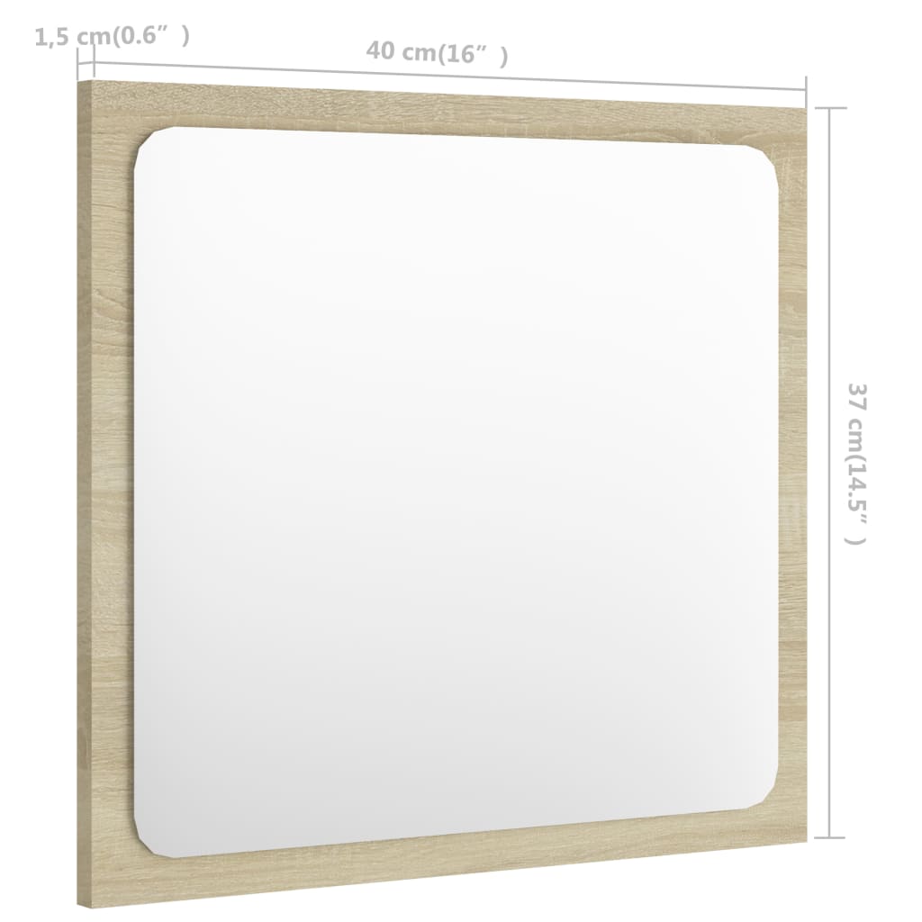 vidaXL Kupaonsko ogledalo boja hrasta 40x1,5x37 cm konstruirano drvo