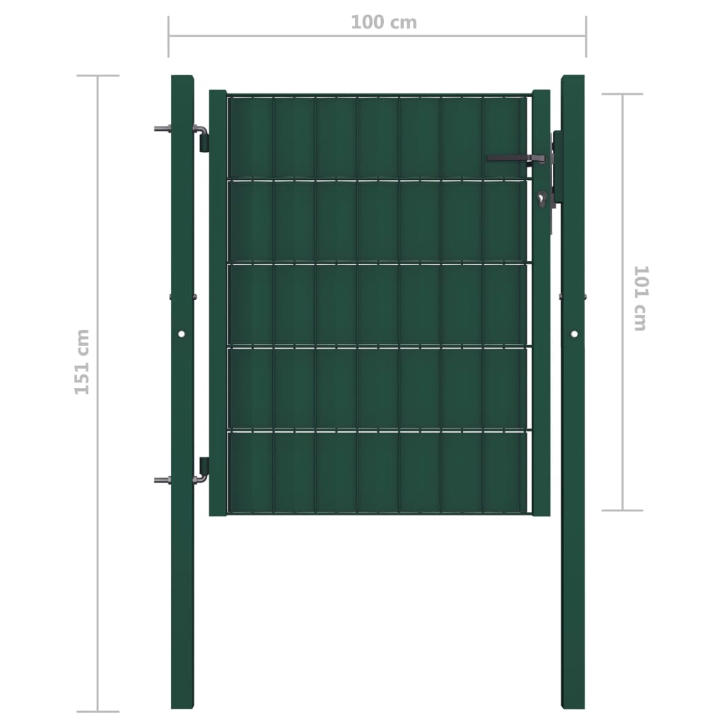 vidaXL Vrata za ogradu od PVC-a i čelika 100 x 101 cm zelena