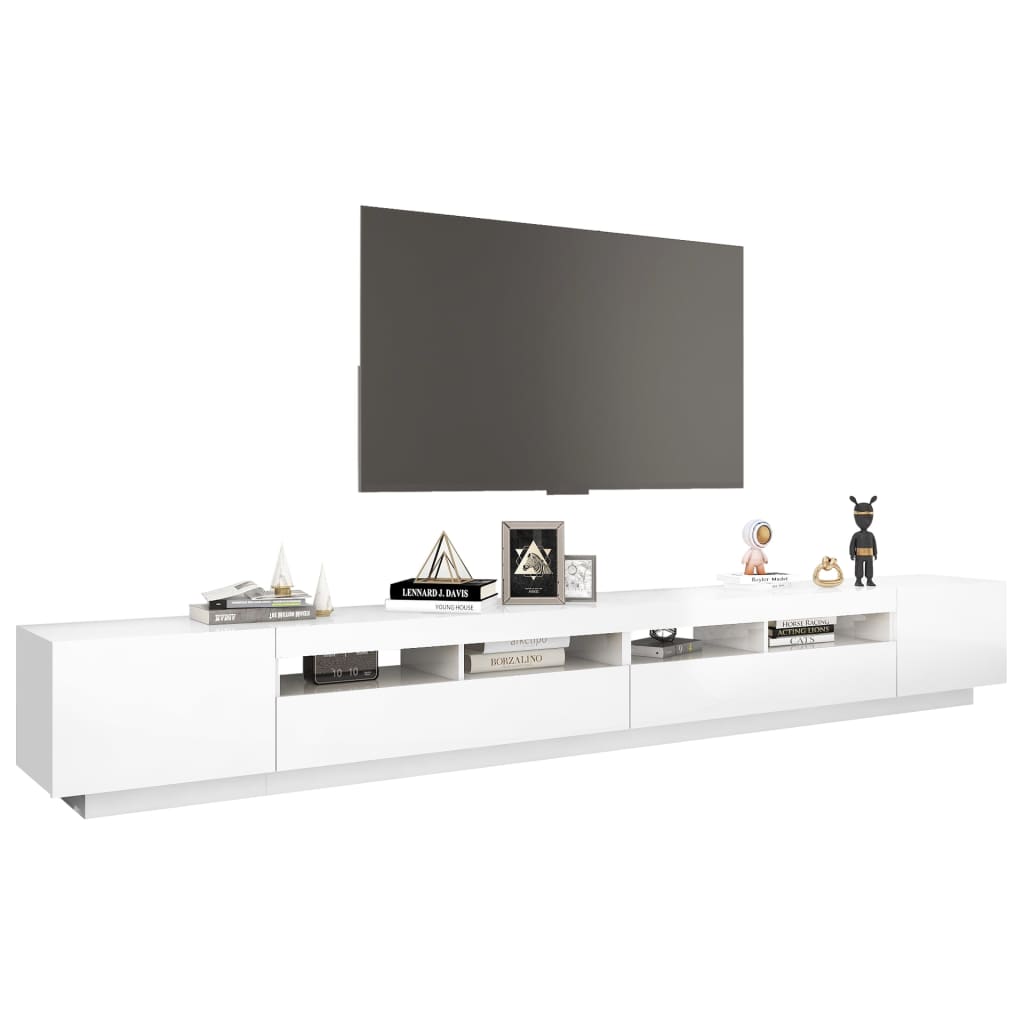 vidaXL TV ormarić s LED svjetlima visoki sjaj bijeli 300 x 35 x 40 cm