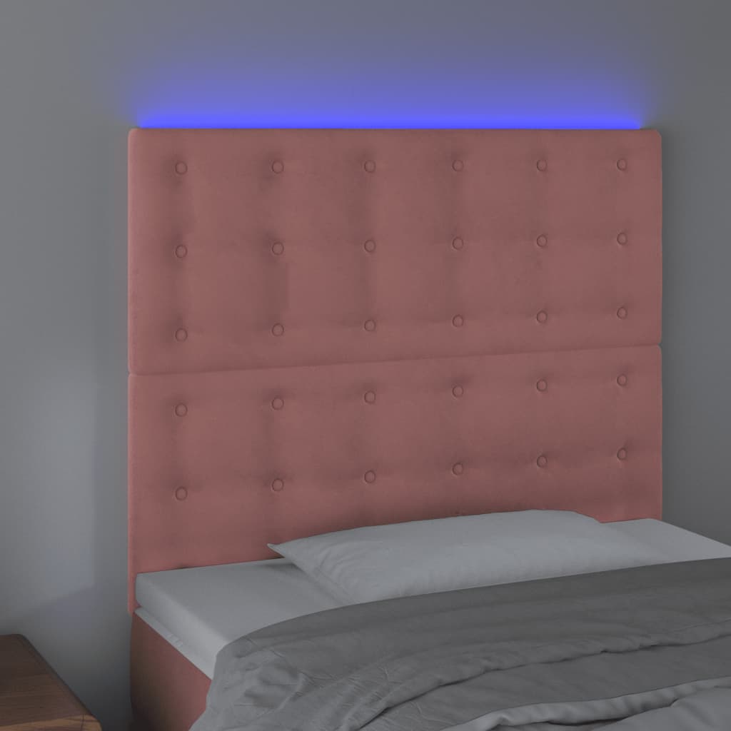 vidaXL LED uzglavlje ružičasto 80x5x118/128 cm baršunasto