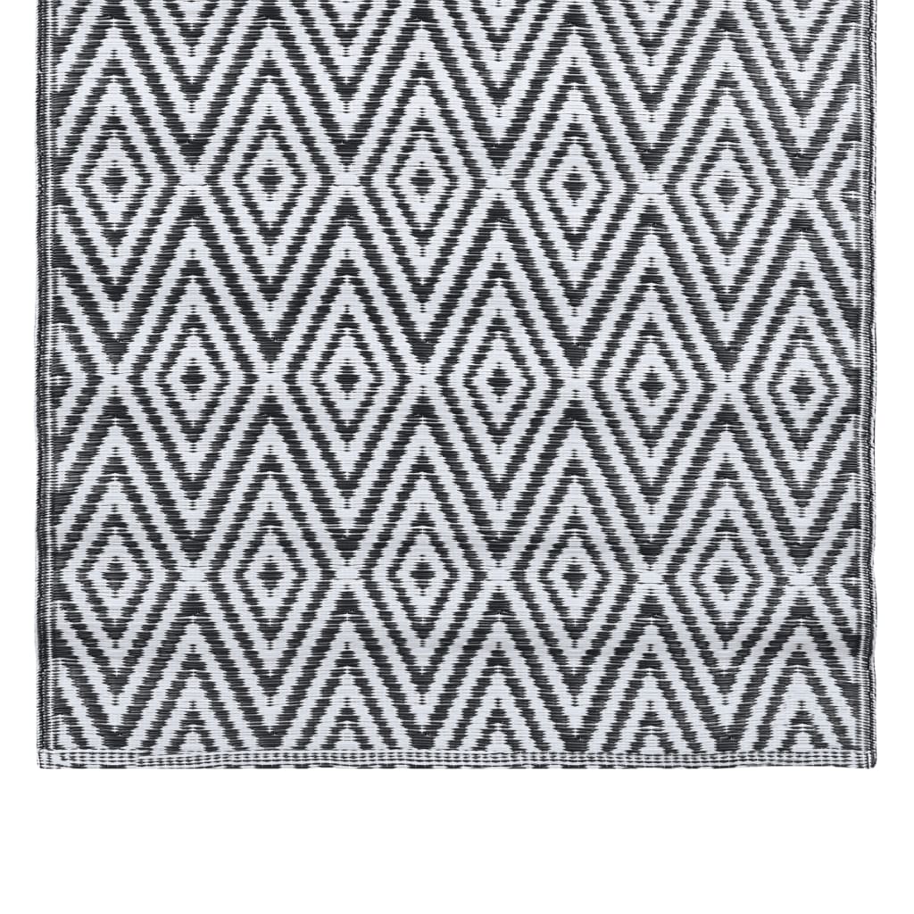vidaXL Vanjski tepih bijelo-crni 190 x 290 cm PP