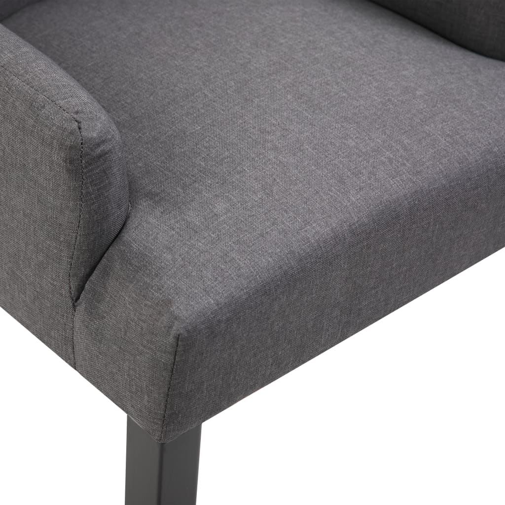 vidaXL Blagovaonska stolica od tkanine s naslonima za ruke tamnosiva
