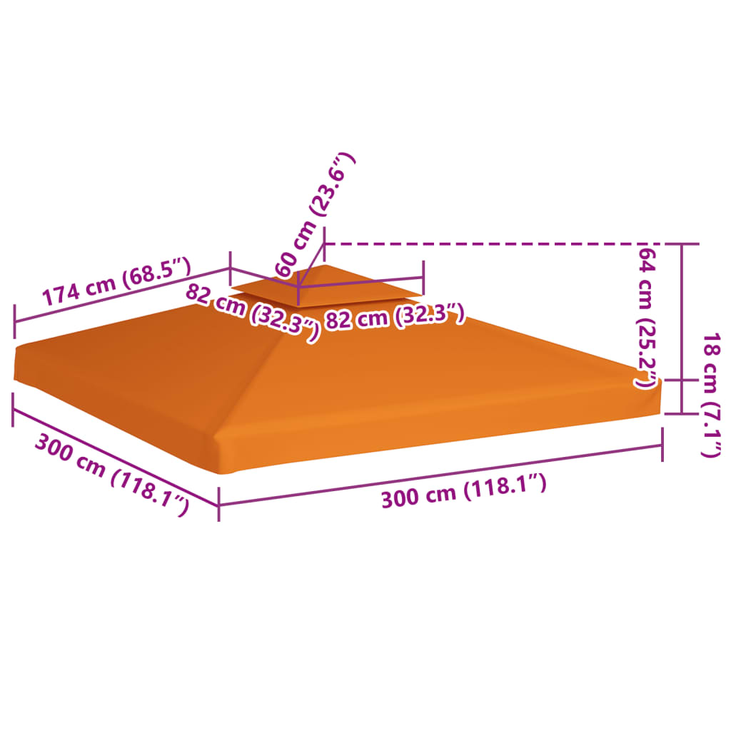 vidaXL Zamjenski pokrov za sjenicu 310 g/m² narančasti 3 x 3 m