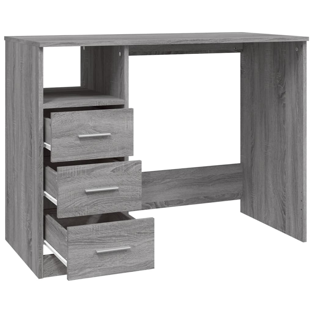 vidaXL Radni stol s ladicama siva boja hrasta 102 x 50 x 76 cm drveni