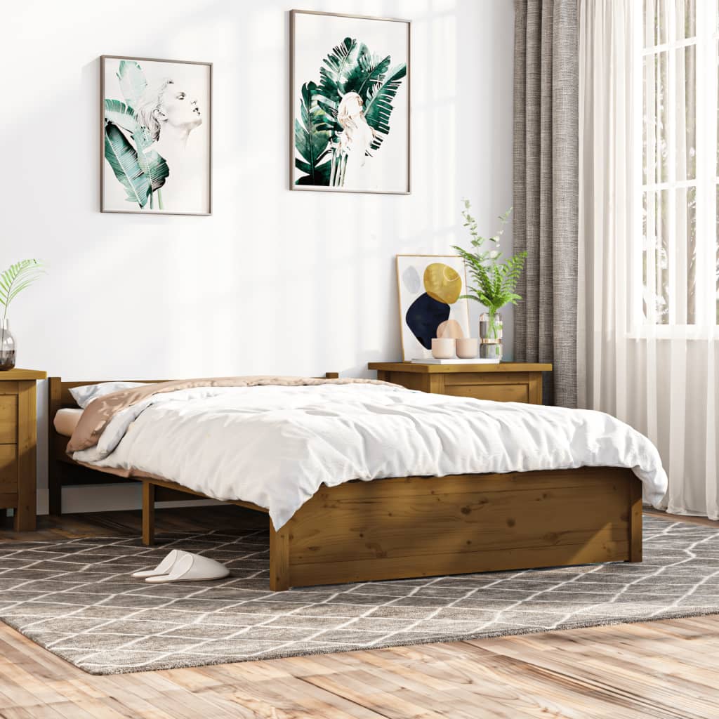 vidaXL Okvir za krevet od masivnog drva smeđa boja meda 140 x 200 cm