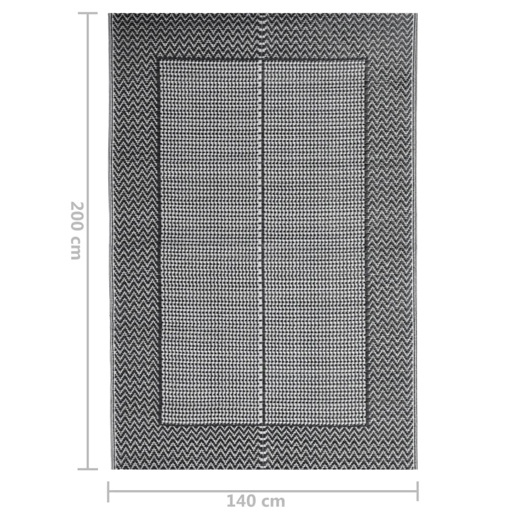 vidaXL Vanjski tepih crni 140 x 200 cm PP