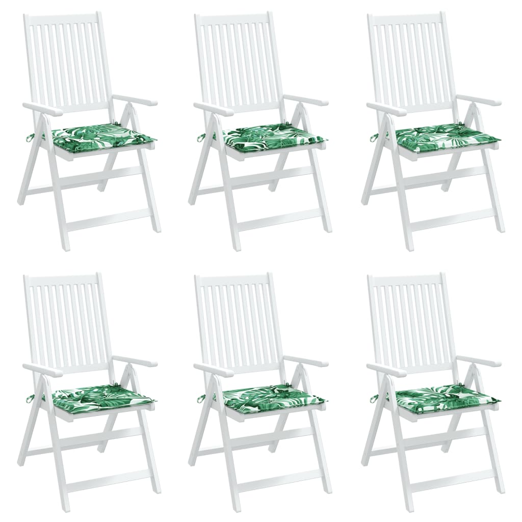 vidaXL Jastuci za stolice 6 kom s uzorkom lišća 40x40x3 cm od tkanine